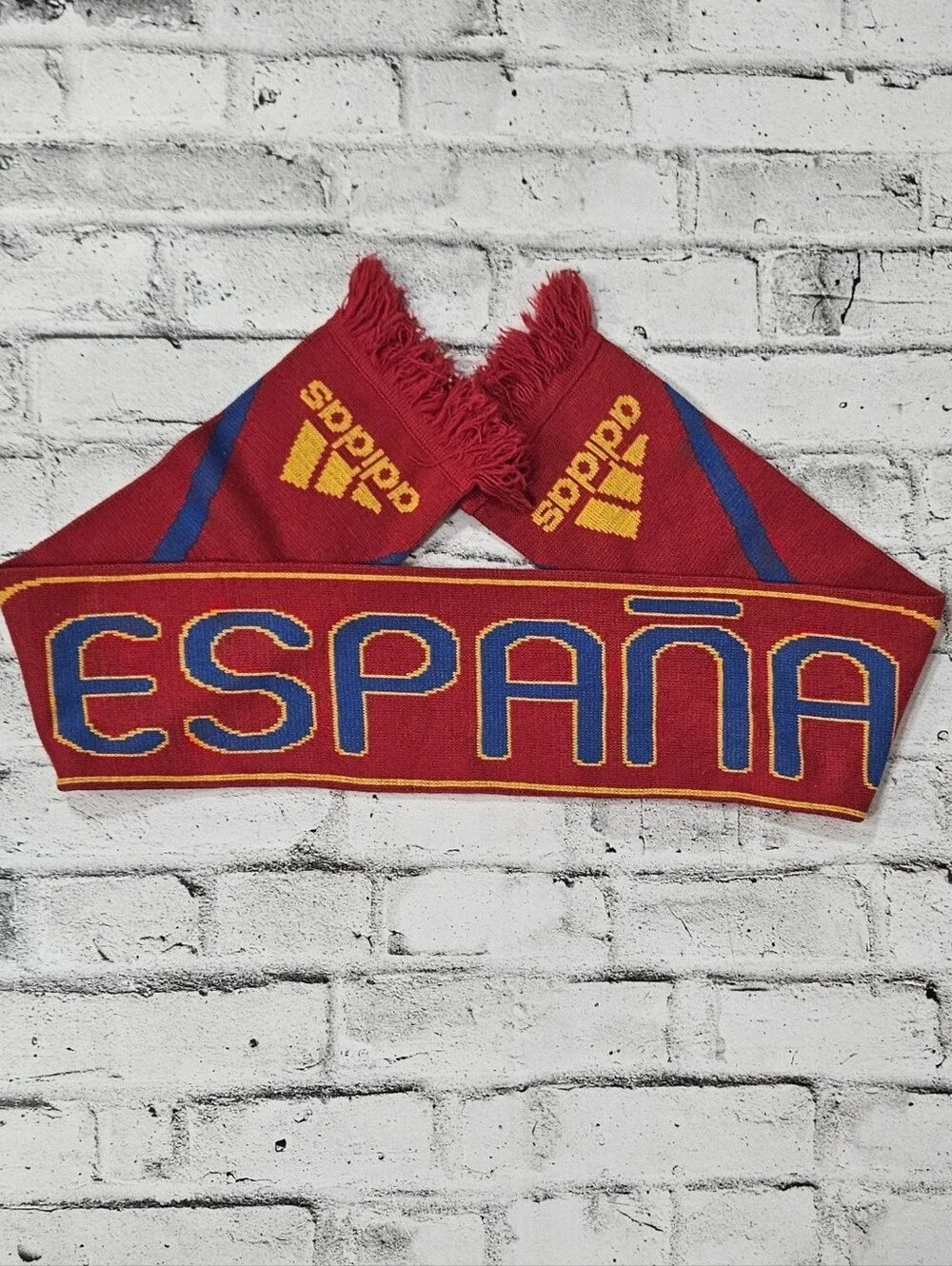 Adidas Spain Espana Soccer Fan Scarf Red Blue Yellow Football Knit
